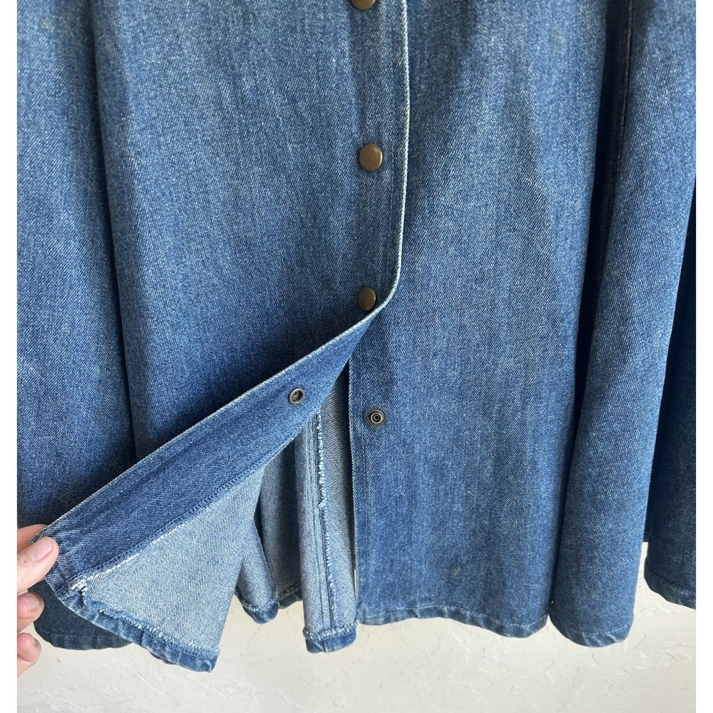Vintage 80s 90s Westbound Denim Snap Maxi Skirt 10 A Line Flared Western Boho - Picture 8 of 11